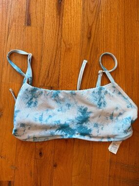 Hollister Bikini Top Tie-back, Ribbed Blue And White Tie-dye Size XL